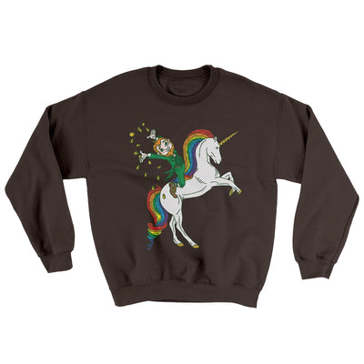 Leprechaun Unicorn Jockey Ugly Sweater Dark Chocolate | Funny Shirt from Famous In Real Life