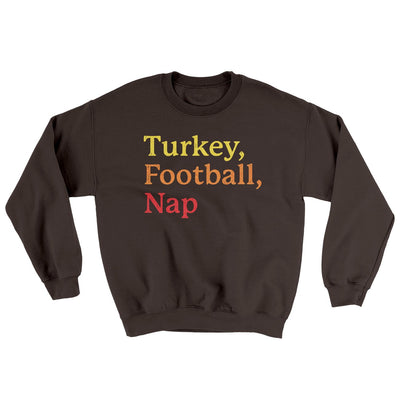 Turkey, Football, Nap Ugly Sweater Dark Chocolate | Funny Shirt from Famous In Real Life