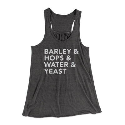 Barley & Hops & Water & Yeast Women's Flowey Tank Top Dark Grey Heather | Funny Shirt from Famous In Real Life
