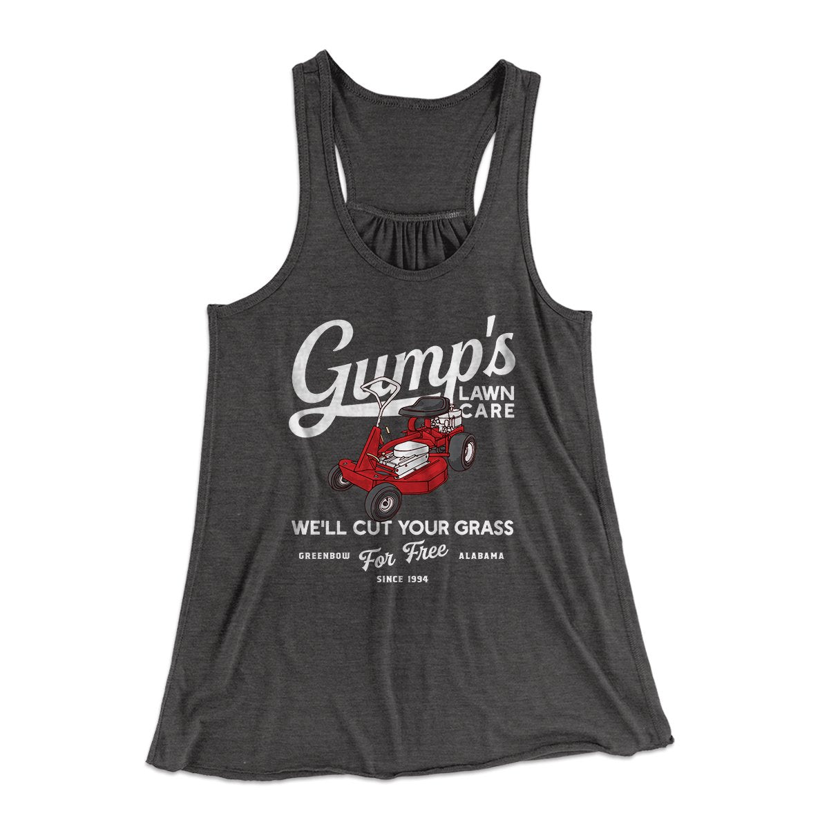 Gump's Lawn Service Women's Flowey Tank Top Dark Grey Heather | Funny Shirt from Famous In Real Life
