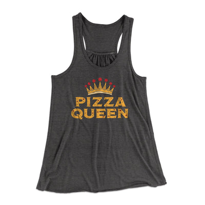 Pizza Queen Funny Women's Flowey Tank Top Dark Grey Heather | Funny Shirt from Famous In Real Life