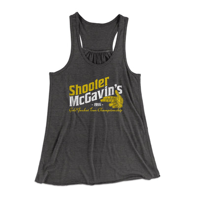 Shooter McGavin's Gold Jacket Tour Championship Women's Flowey Tank Top Dark Grey Heather | Funny Shirt from Famous In Real Life