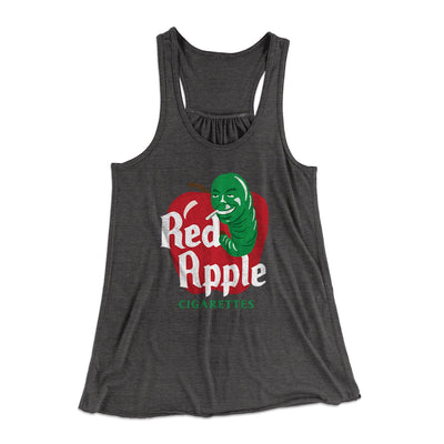 Red Apple Cigarettes Women's Flowey Tank Top Dark Grey Heather | Funny Shirt from Famous In Real Life