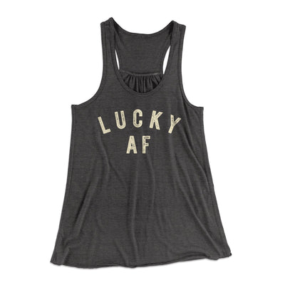 Lucky AF Women's Flowey Tank Top Dark Grey Heather | Funny Shirt from Famous In Real Life