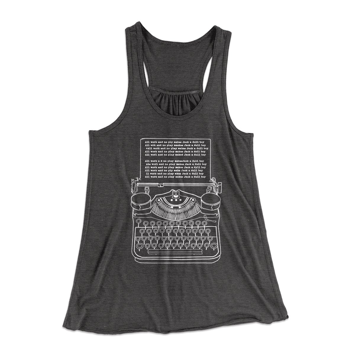 All Work and No Play Women's Flowey Tank Top Dark Grey Heather | Funny Shirt from Famous In Real Life