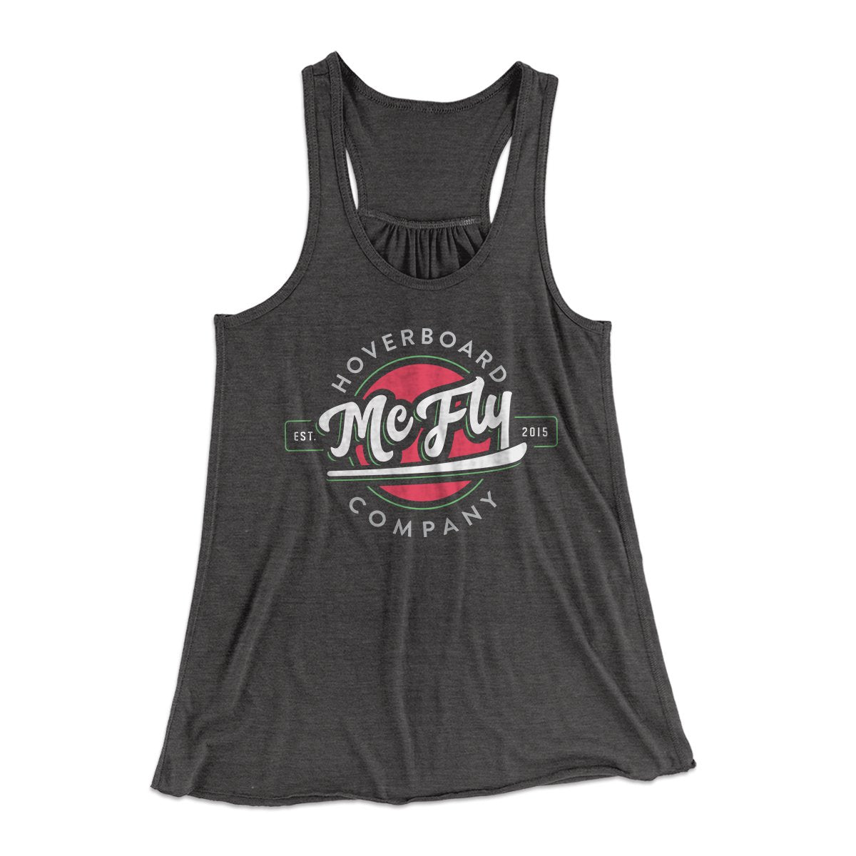 McFly Hoverboard Company Women's Flowey Tank Top Dark Grey Heather | Funny Shirt from Famous In Real Life