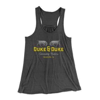 Duke and Duke Commodity Brokers Women's Flowey Tank Top Dark Grey Heather | Funny Shirt from Famous In Real Life