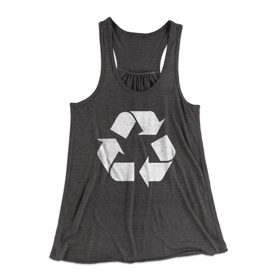 Recycle Symbol Women's Flowey Tank Top Dark Grey Heather | Funny Shirt from Famous In Real Life