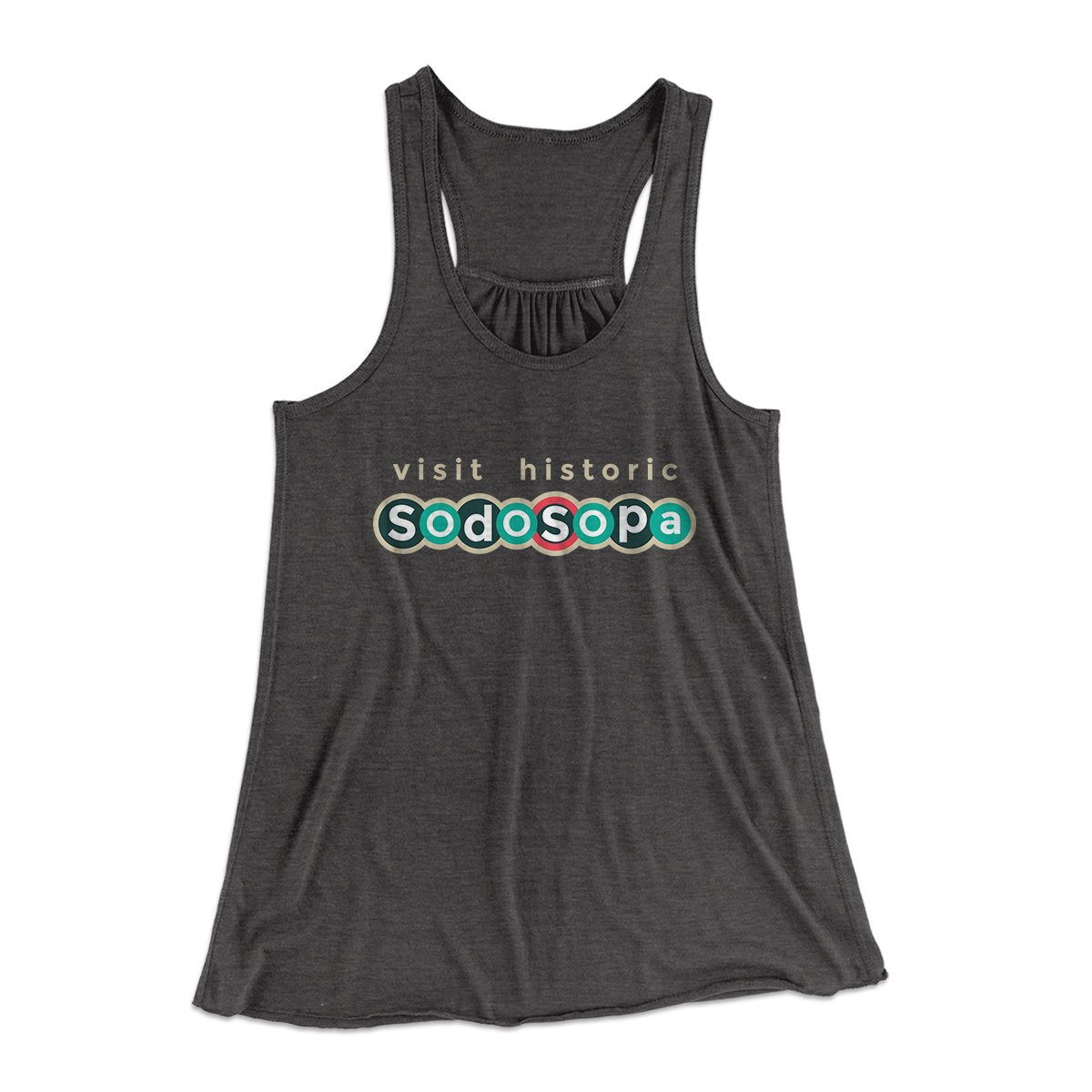 Visit Historic SodoSopa Women's Flowey Tank Top Dark Grey Heather | Funny Shirt from Famous In Real Life