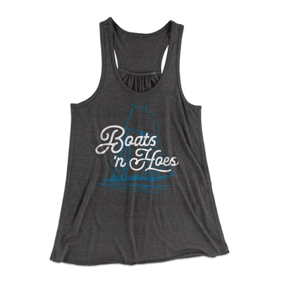 Boats 'N Hoes Women's Flowey Tank Top Dark Grey Heather | Funny Shirt from Famous In Real Life