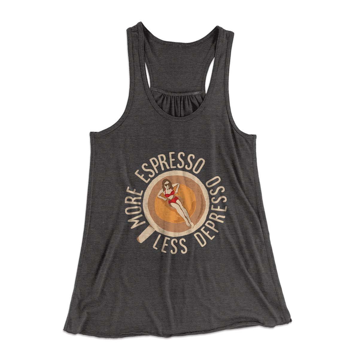 More Espresso Less Depresso Women's Flowey Tank Top | Funny Shirt from Famous In Real Life