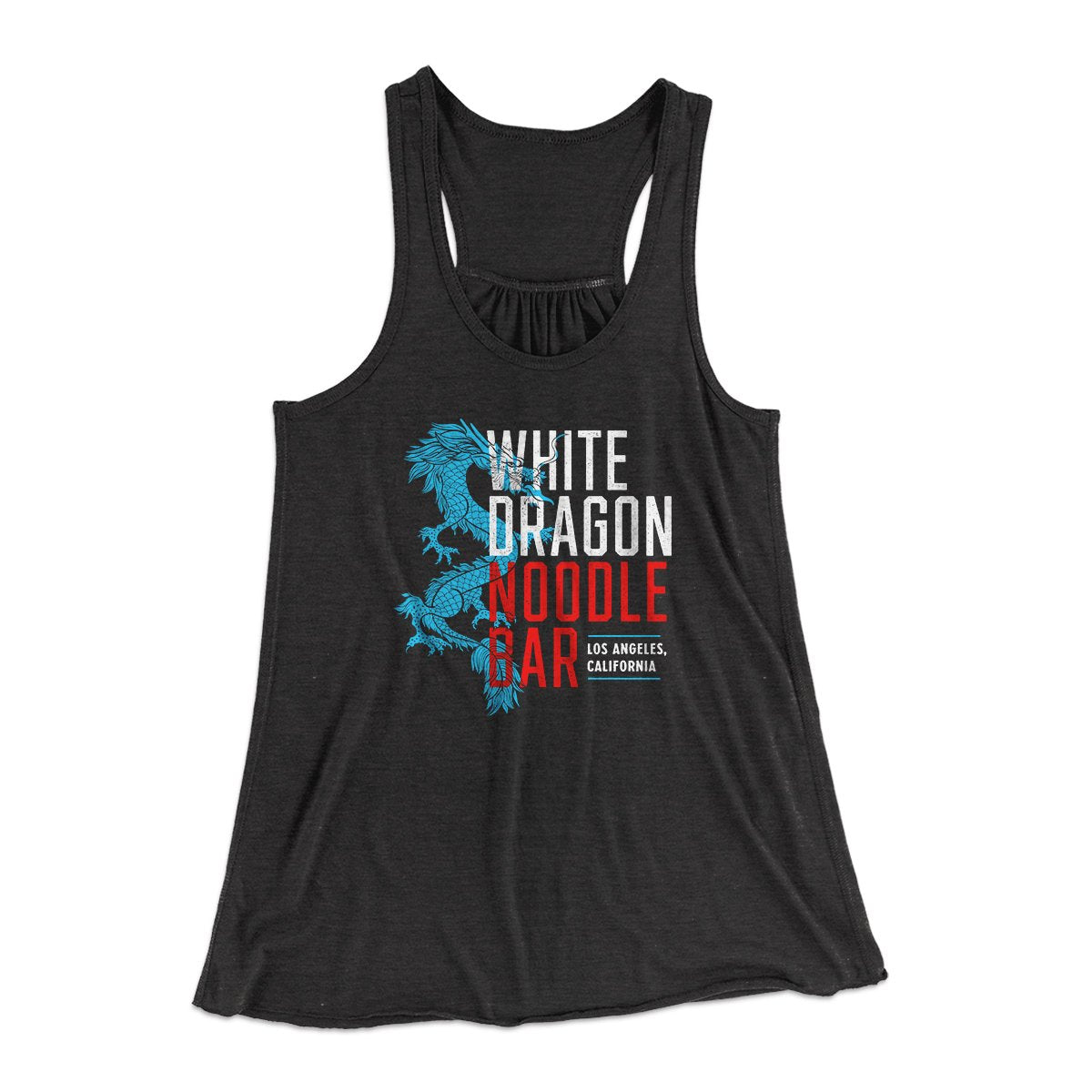 White Dragon Noodle Bar Women's Flowey Tank Top Dark Grey Heather | Funny Shirt from Famous In Real Life