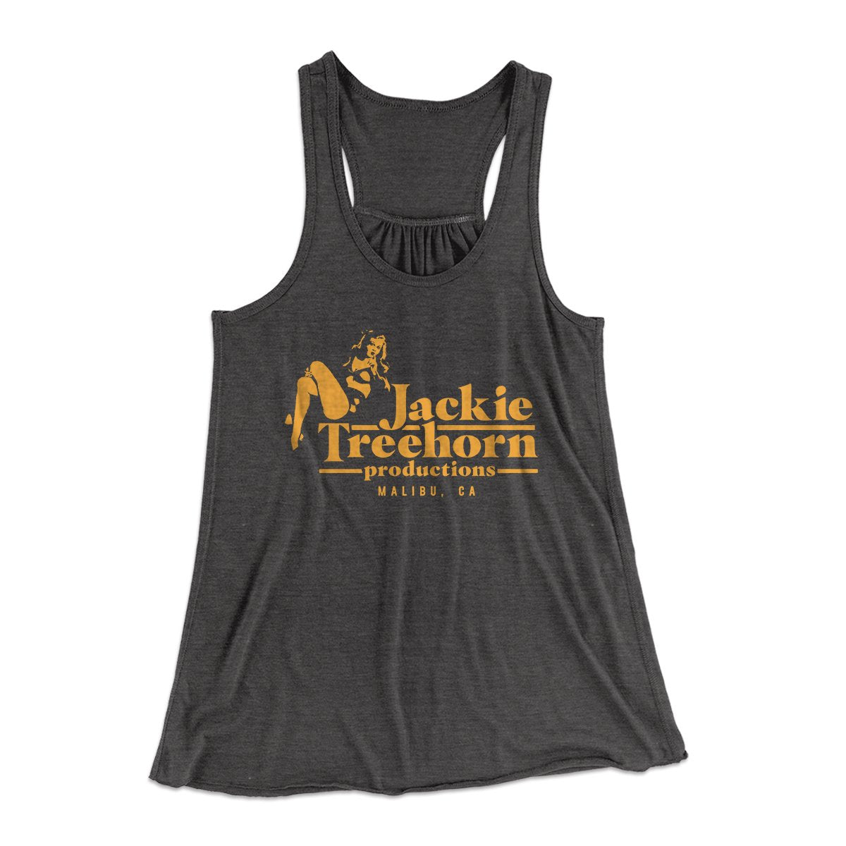 Jackie Treehorn Productions Women's Flowey Tank Top Dark Grey Heather | Funny Shirt from Famous In Real Life