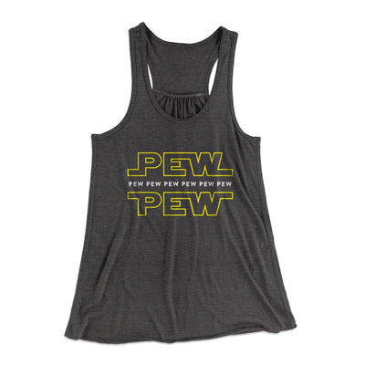 Pew Pew Women's Flowey Tank Top Dark Grey Heather | Funny Shirt from Famous In Real Life