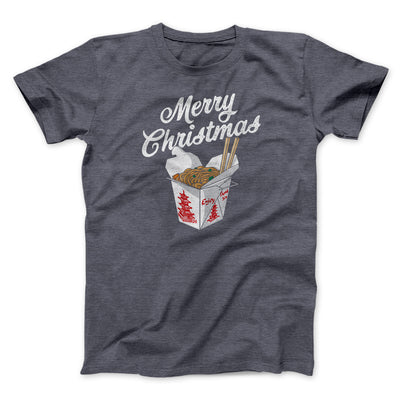 Merry Christmas Takeout Funny Hanukkah Men/Unisex T-Shirt Dark Grey Heather | Funny Shirt from Famous In Real Life