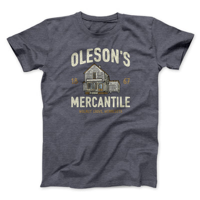 Oleson's Mercantile Funny Movie Men/Unisex T-Shirt Dark Grey Heather | Funny Shirt from Famous In Real Life