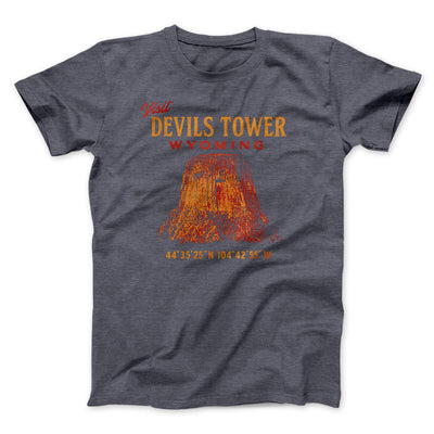 Visit Devils Tower Funny Movie Men/Unisex T-Shirt Dark Grey Heather | Funny Shirt from Famous In Real Life