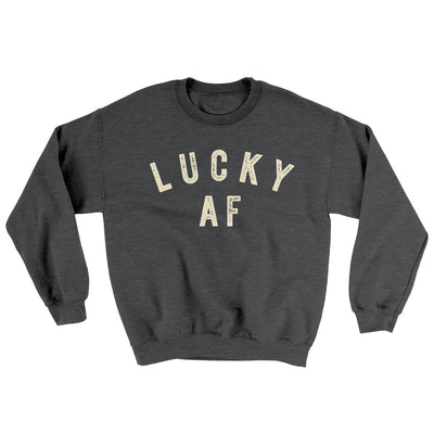 Lucky AF Ugly Sweater Dark Heather | Funny Shirt from Famous In Real Life