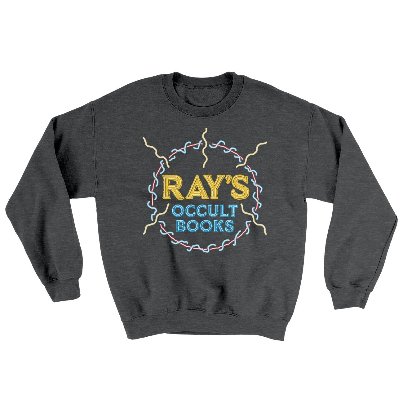 Ray's Occult Books Ugly Sweater Dark Heather | Funny Shirt from Famous In Real Life