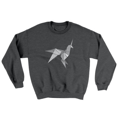 Origami Unicorn Ugly Sweater Dark Heather | Funny Shirt from Famous In Real Life