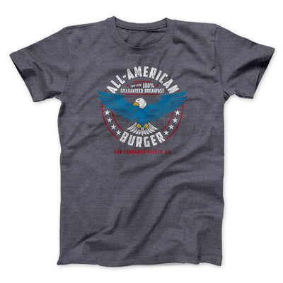 All American Burger Funny Movie Men/Unisex T-Shirt Dark Grey Heather | Funny Shirt from Famous In Real Life