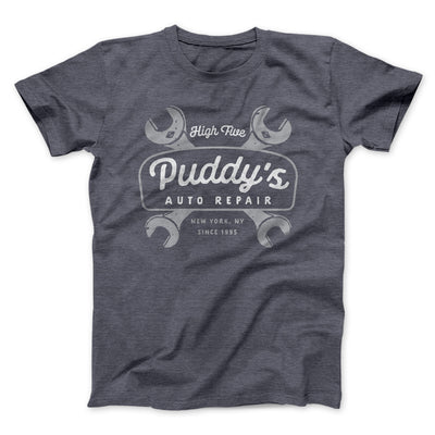 Puddy's Auto Repair Men/Unisex T-Shirt Dark Grey Heather | Funny Shirt from Famous In Real Life
