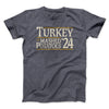 Turkey & Mashed Potatoes 2024 Funny Thanksgiving Men/Unisex T-Shirt Dark Grey Heather | Funny Shirt from Famous In Real Life