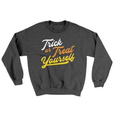 Trick Or Treat Yourself Ugly Sweater Dark Heather | Funny Shirt from Famous In Real Life