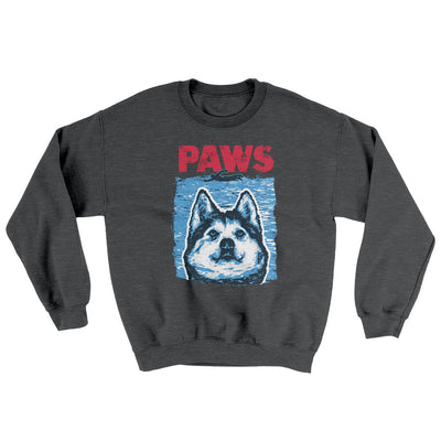 PAWS Dog Ugly Sweater Dark Heather | Funny Shirt from Famous In Real Life