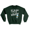 My Blood Type Is Whiskey Ugly Sweater Forest Green | Funny Shirt from Famous In Real Life