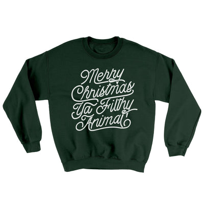 Merry Christmas Ya Filthy Animal Funny Movie Men/Unisex Ugly Sweater Forest Green | Funny Shirt from Famous In Real Life