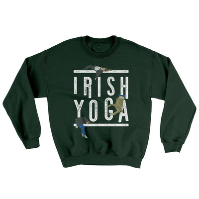Irish Yoga Ugly Sweater Forest Green | Funny Shirt from Famous In Real Life