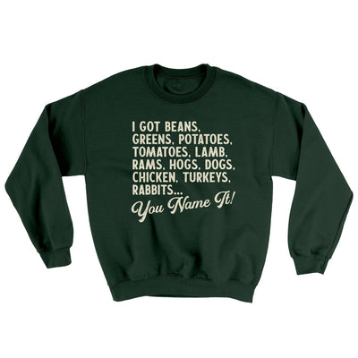 You Name It Ugly Sweater Forest Green | Funny Shirt from Famous In Real Life