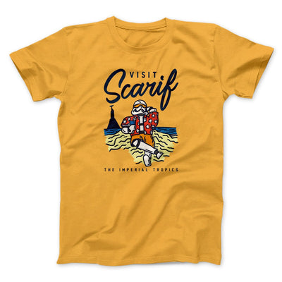 Visit Scarif Funny Movie Men/Unisex T-Shirt Gold | Funny Shirt from Famous In Real Life