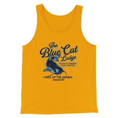 Blue Cat Lodge Men/Unisex Tank Top Gold | Funny Shirt from Famous In Real Life