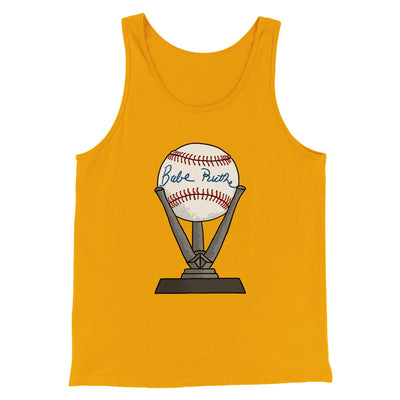 Babe Ruth Signed Ball Funny Movie Men/Unisex Tank Top Gold | Funny Shirt from Famous In Real Life