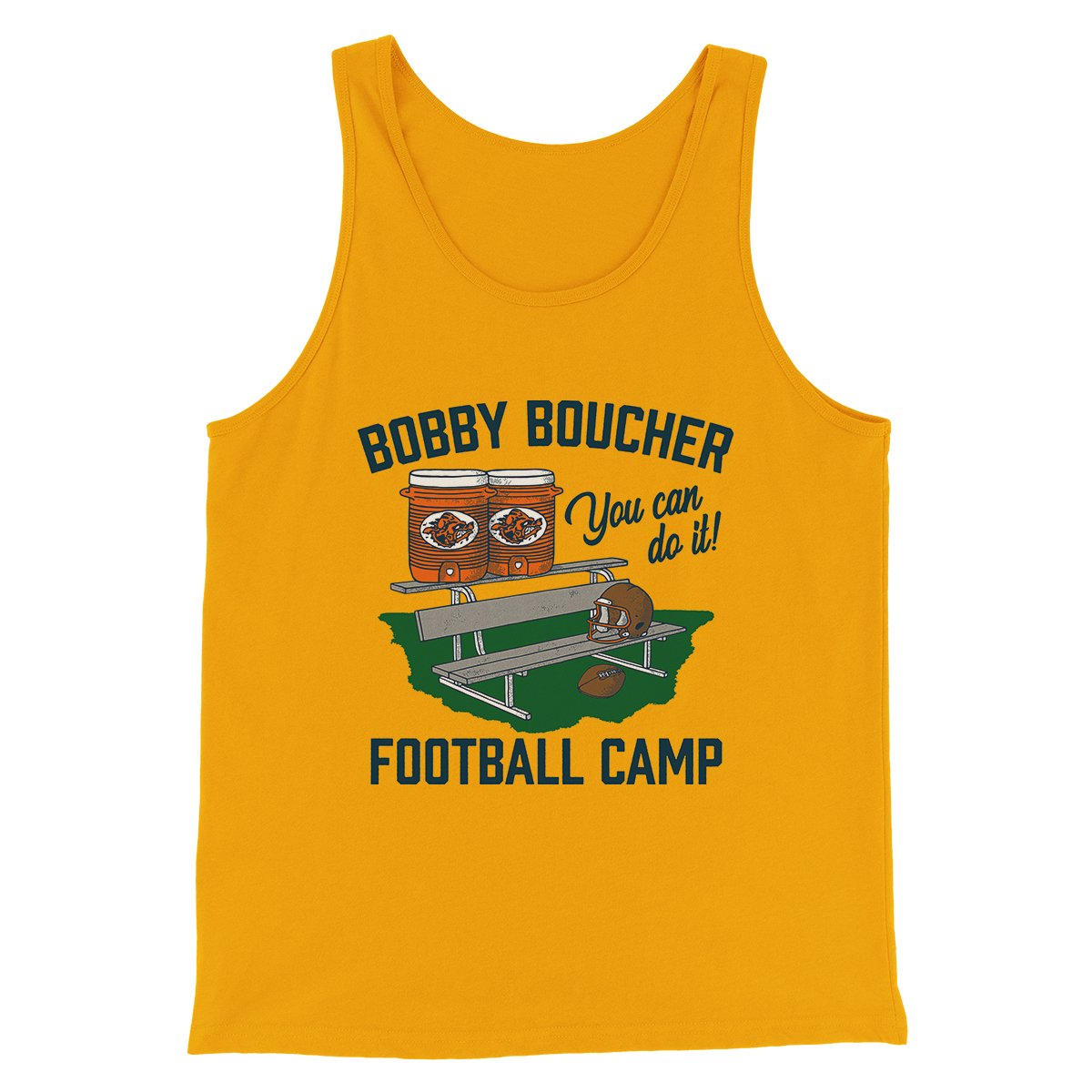 Bobby Boucher Football Camp Funny Movie Men/Unisex Tank Top Gold | Funny Shirt from Famous In Real Life