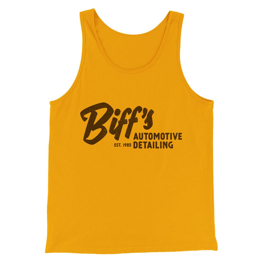 Biff's Auto Detailing Funny Movie Men/Unisex Tank Top Gold | Funny Shirt from Famous In Real Life