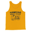 Hawkins Middle School A/V Club Men/Unisex Tank Top Gold | Funny Shirt from Famous In Real Life