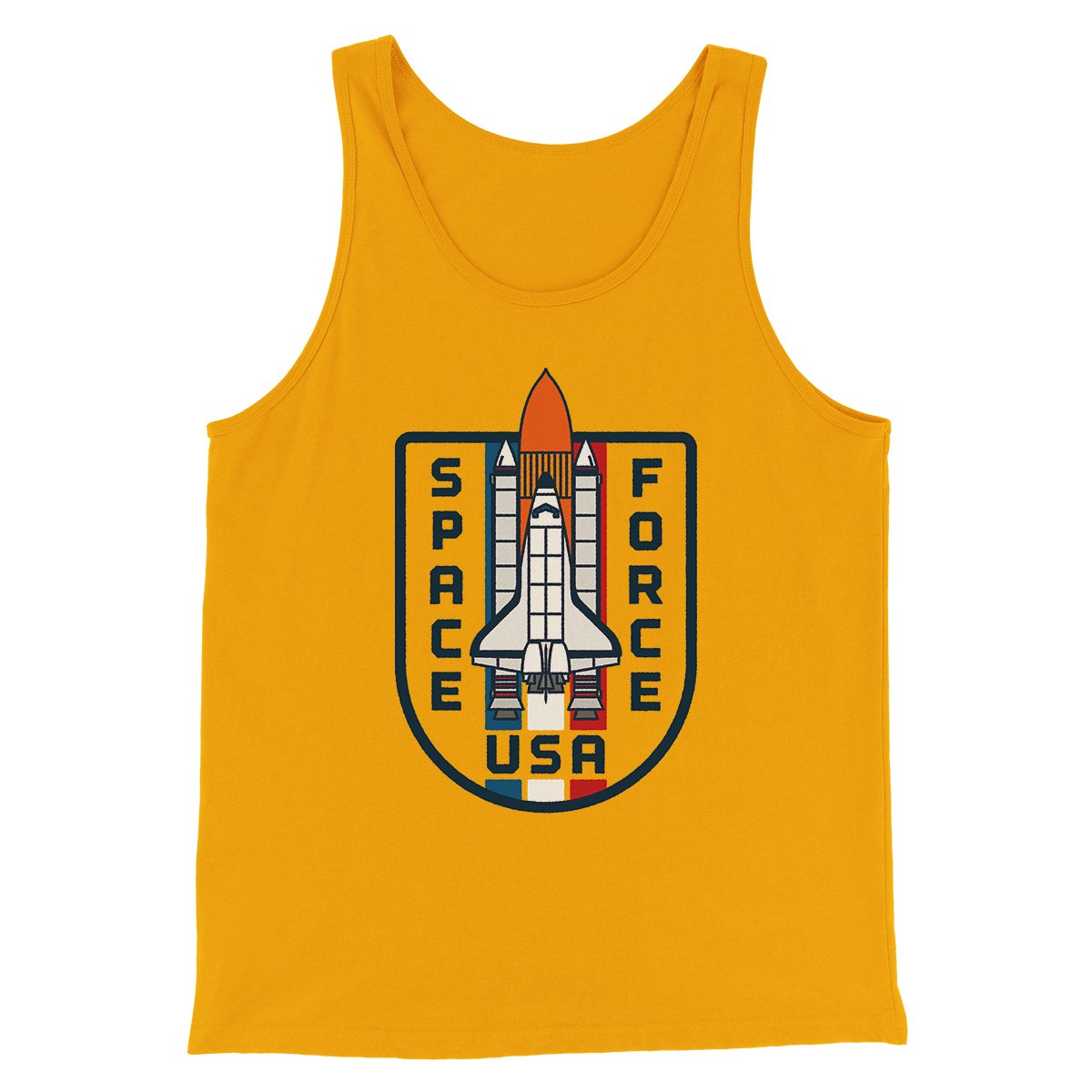 Space Force USA Men/Unisex Tank Top Gold | Funny Shirt from Famous In Real Life