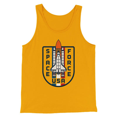 Space Force USA Men/Unisex Tank Top Gold | Funny Shirt from Famous In Real Life