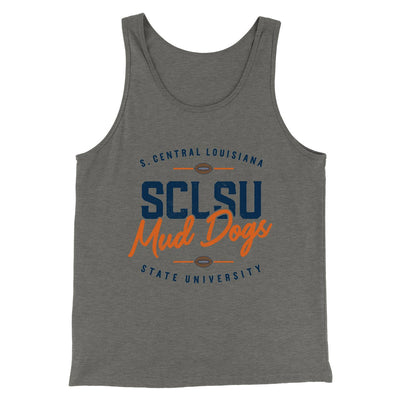 SCLSU Mud Dogs Football Men/Unisex Tank Top Grey TriBlend | Funny Shirt from Famous In Real Life