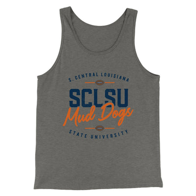 SCLSU Mud Dogs Football Funny Movie Men/Unisex Tank Top Grey TriBlend | Funny Shirt from Famous In Real Life
