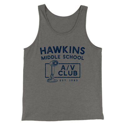Hawkins Middle School A/V Club Men/Unisex Tank Top Grey TriBlend | Funny Shirt from Famous In Real Life