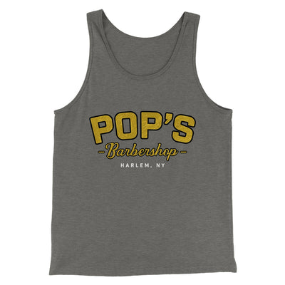 Pop's Barbershop Men/Unisex Tank Top Grey TriBlend | Funny Shirt from Famous In Real Life