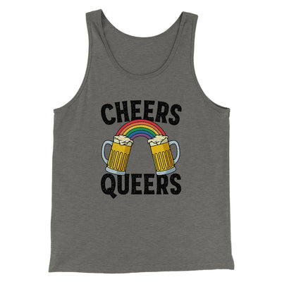 Cheers Queers Men/Unisex Tank Grey TriBlend | Funny Shirt from Famous In Real Life