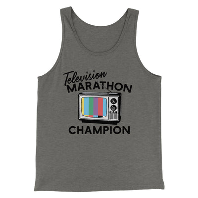 Television Marathon Champion Funny Movie Men/Unisex Tank Top Grey TriBlend | Funny Shirt from Famous In Real Life