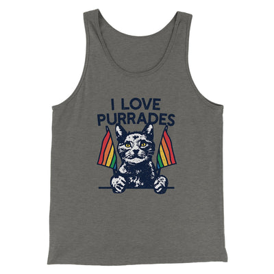 I Love Purrades Men/Unisex Tank Grey TriBlend | Funny Shirt from Famous In Real Life