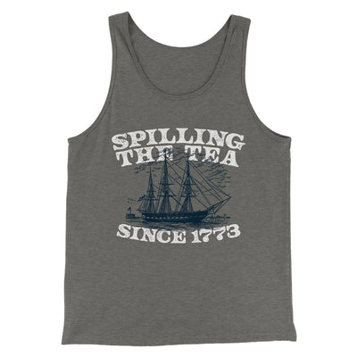Spilling The Tea Since 1773 Men/Unisex Tank Top Grey TriBlend | Funny Shirt from Famous In Real Life