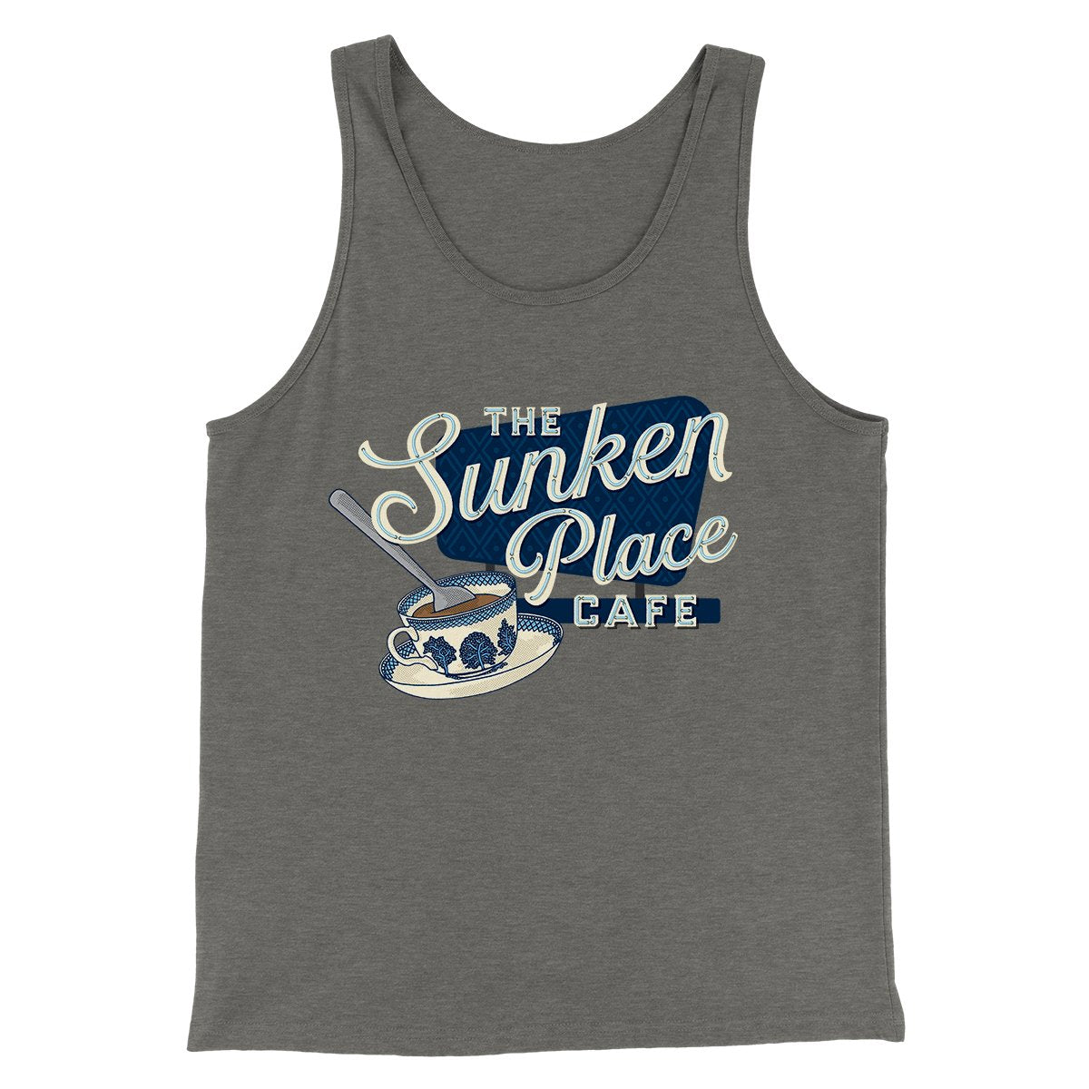 The Sunken Place Cafe Funny Movie Men/Unisex Tank Top Grey TriBlend | Funny Shirt from Famous In Real Life